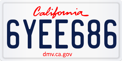 CA license plate 6YEE686