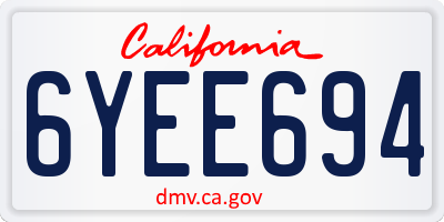 CA license plate 6YEE694