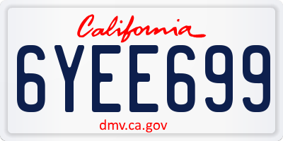CA license plate 6YEE699