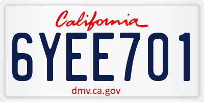CA license plate 6YEE701