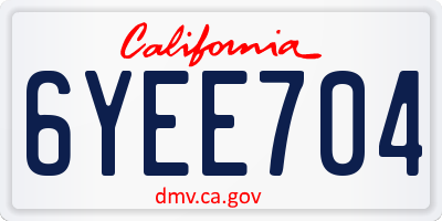 CA license plate 6YEE704