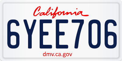 CA license plate 6YEE706
