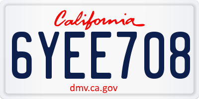 CA license plate 6YEE708