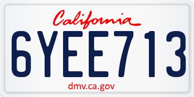 CA license plate 6YEE713