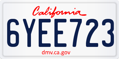 CA license plate 6YEE723