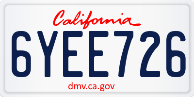 CA license plate 6YEE726