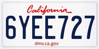 CA license plate 6YEE727
