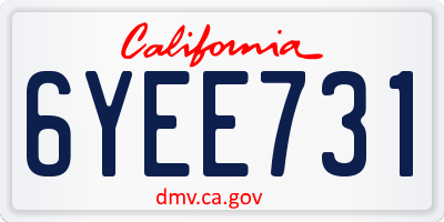 CA license plate 6YEE731