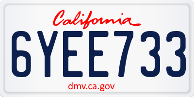 CA license plate 6YEE733