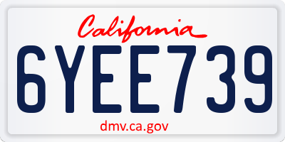 CA license plate 6YEE739