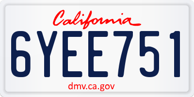 CA license plate 6YEE751