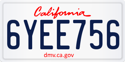 CA license plate 6YEE756