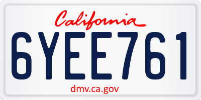 CA license plate 6YEE761