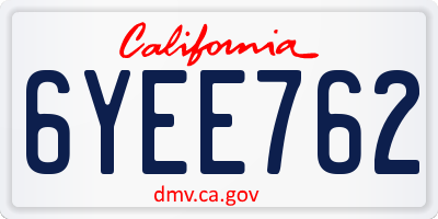 CA license plate 6YEE762