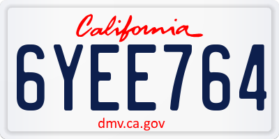 CA license plate 6YEE764