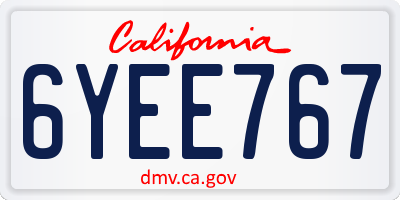 CA license plate 6YEE767