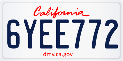 CA license plate 6YEE772