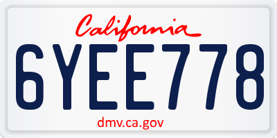 CA license plate 6YEE778