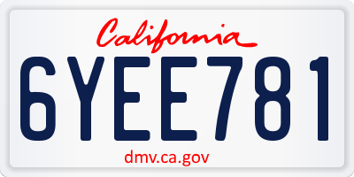CA license plate 6YEE781