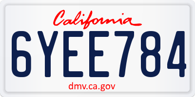 CA license plate 6YEE784