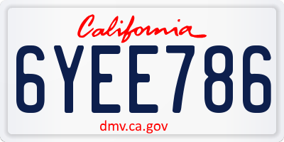 CA license plate 6YEE786