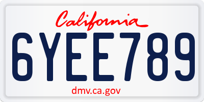 CA license plate 6YEE789