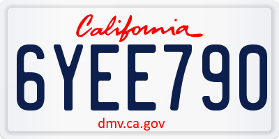 CA license plate 6YEE790