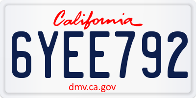CA license plate 6YEE792