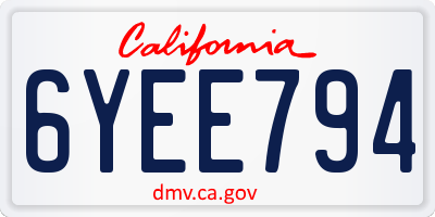 CA license plate 6YEE794