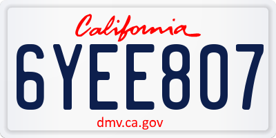 CA license plate 6YEE807