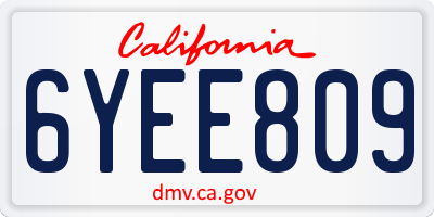 CA license plate 6YEE809