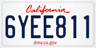 CA license plate 6YEE811