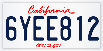 CA license plate 6YEE812