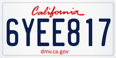 CA license plate 6YEE817