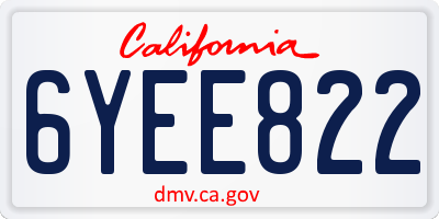 CA license plate 6YEE822