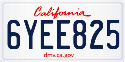 CA license plate 6YEE825