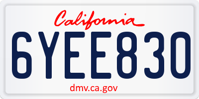 CA license plate 6YEE830