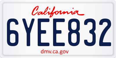 CA license plate 6YEE832