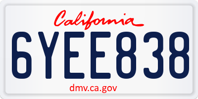 CA license plate 6YEE838