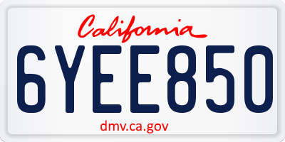 CA license plate 6YEE850