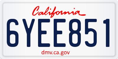 CA license plate 6YEE851