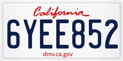 CA license plate 6YEE852