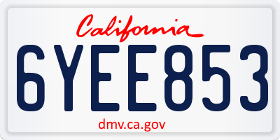 CA license plate 6YEE853