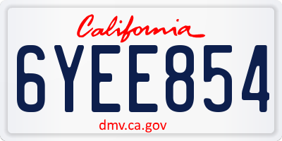 CA license plate 6YEE854