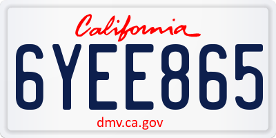 CA license plate 6YEE865