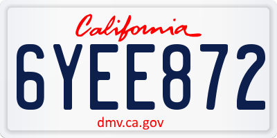 CA license plate 6YEE872