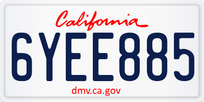 CA license plate 6YEE885