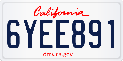 CA license plate 6YEE891