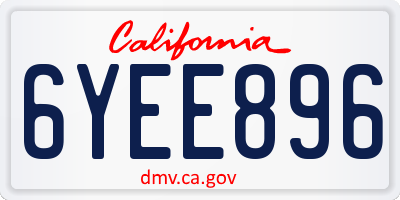 CA license plate 6YEE896