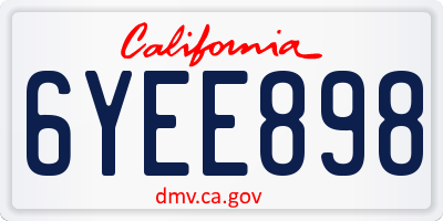 CA license plate 6YEE898